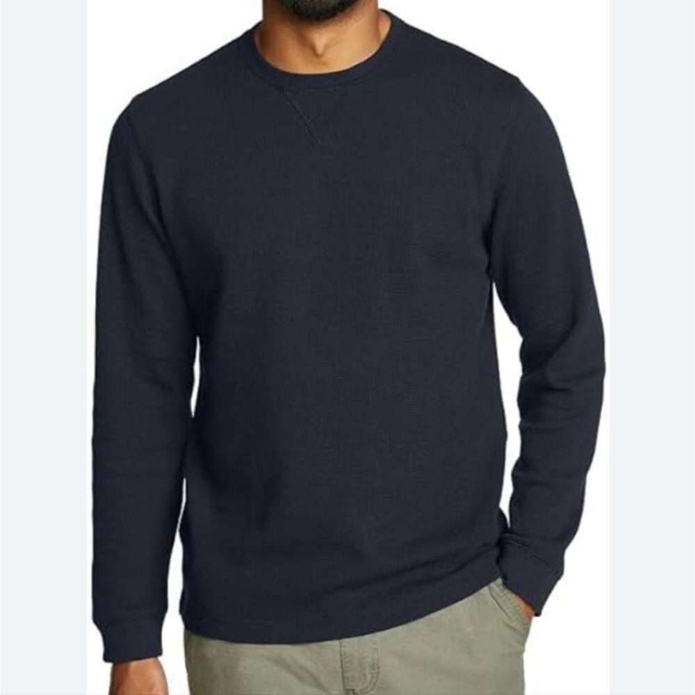 Eddie Bauer Men's Thermal Crew black shirt cotton blend